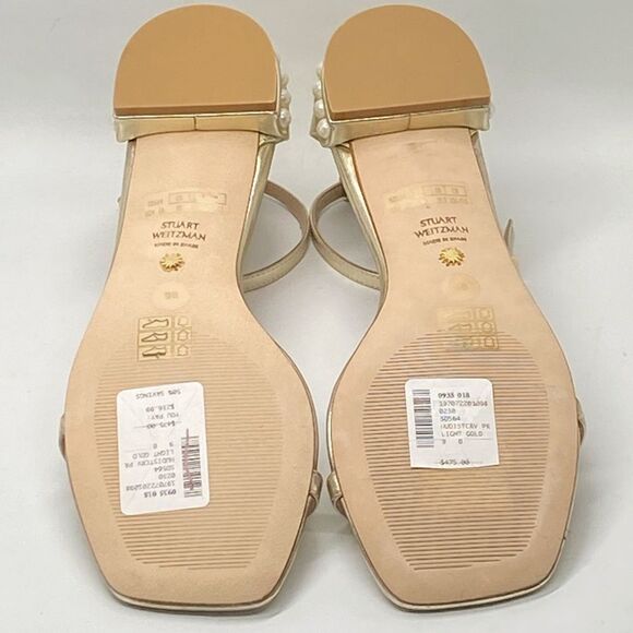 Stuart Weitzman Metallic Leather Embellished Sandals size 9 - Picture 10 of 11